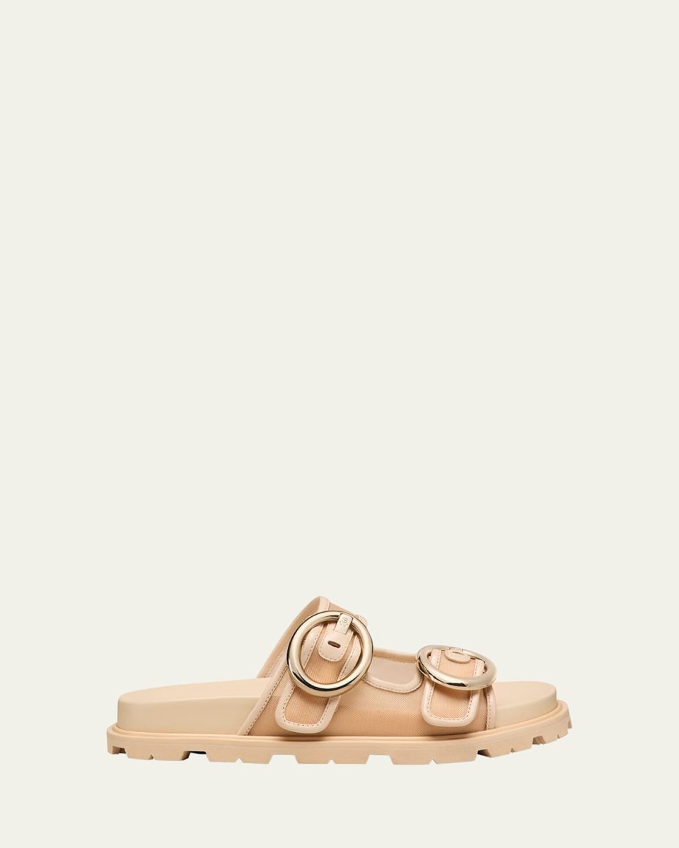 Benni Mesh Leather Dual-Strap Sport Slide Sandals